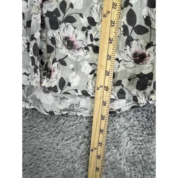 Charter Club Womens Linen XXL Black Pink Gray Floral Button Up NWT Roll Tab NEW - Picture 7 of 10